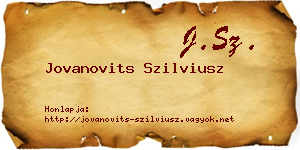 Jovanovits Szilviusz névjegykártya